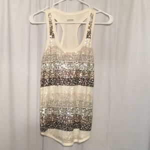 Sequined/lace tank